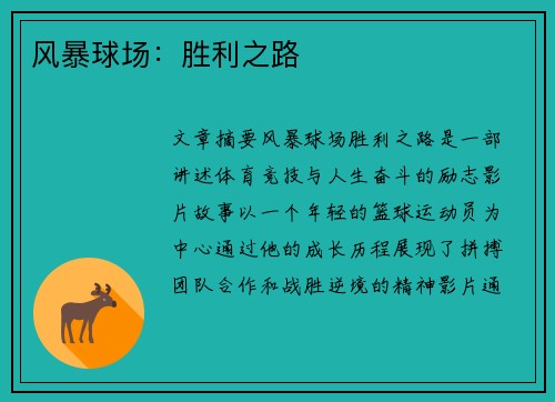 风暴球场：胜利之路